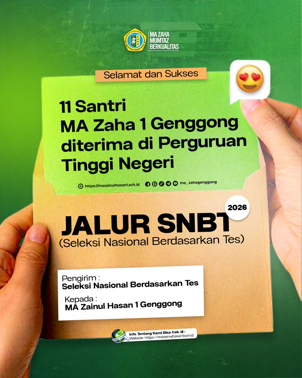 11 Santri MA Zaha 1 Genggong Lolos SNBT 2026, Bukti Konsistensi Prestasi Akademik